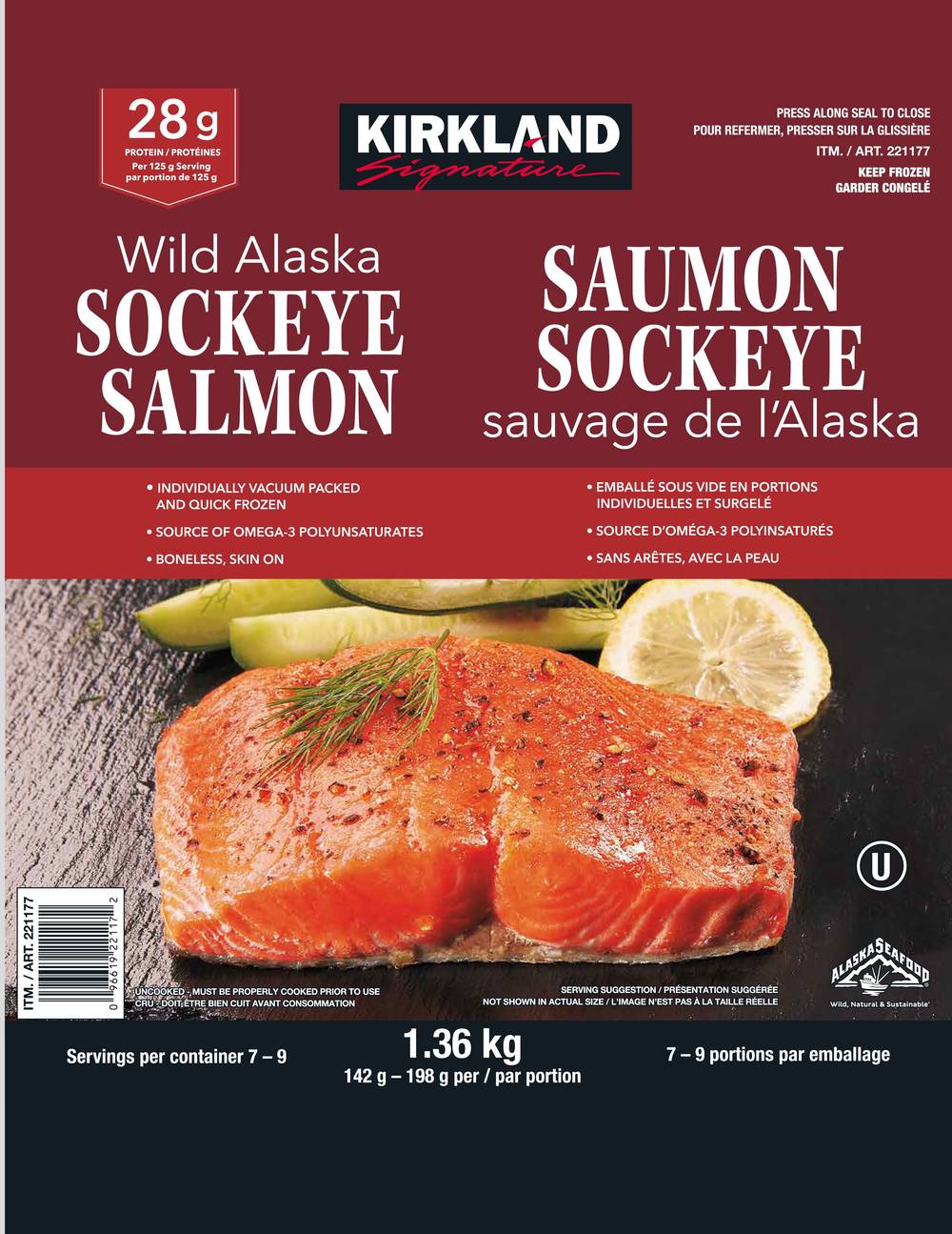 Ks Saumon Sauvage 1.36Kg / Ks Wild Salmon 1.36Kg