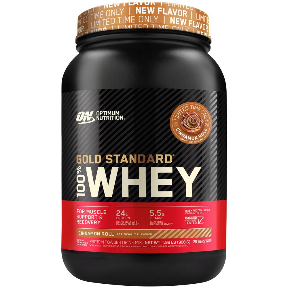 Optimum Nutrition Gold Standard 100% Whey Protein Powder, Cinnamon Roll (1.98 lbs)