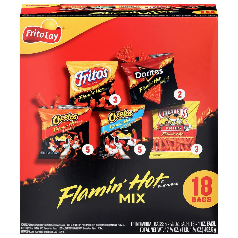 Frito-Lay Snacks Mix Variety pack, Flamin' Hot (17.37 oz, 18 ct)