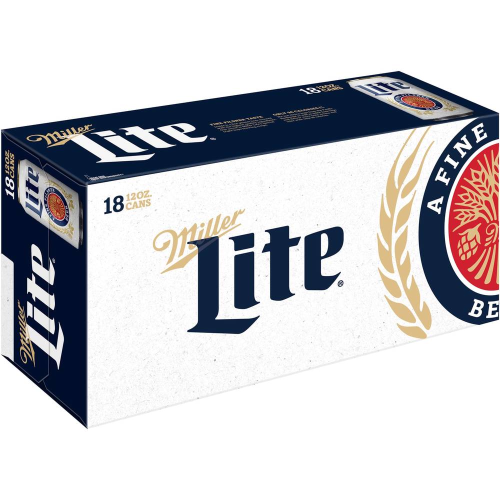 Miller Lite American Light Lager Beer - 12 Fl Oz, 18 Pk