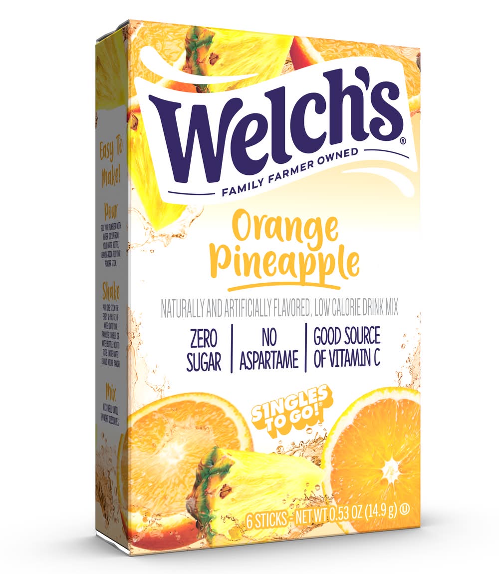 Welch's Singles To Go Powdered Drink Mix, Orange Pineapple (0.53 oz, 6 ct)