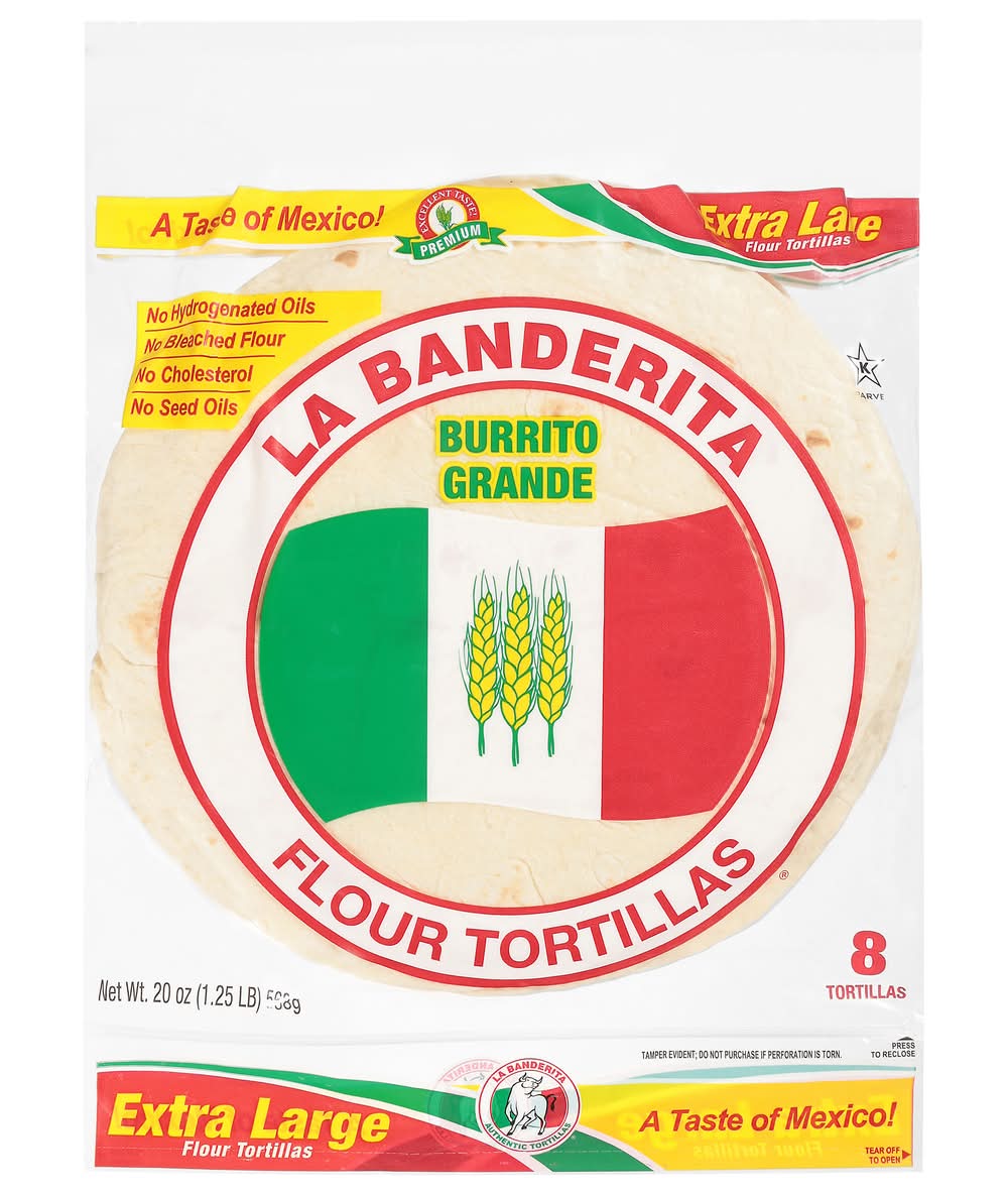 La Banderita Burrito Grande Extra Large Flour Tortillas (20 oz, 8 ct)