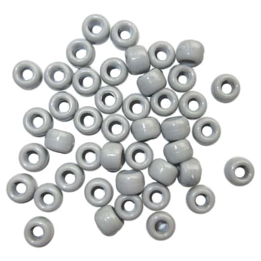 Creatology Opaque Pony Beads, 6 mm X 9 mm, Gray (580 ct)