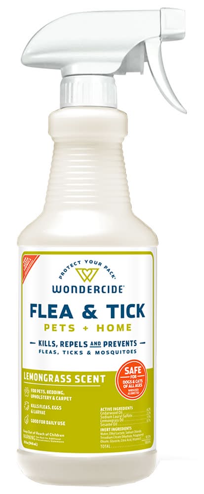 Wondercide Flea & Tick Lemongrass Scent Spray for Pets + Home w/ Natural Essential Oils (16 fl oz)