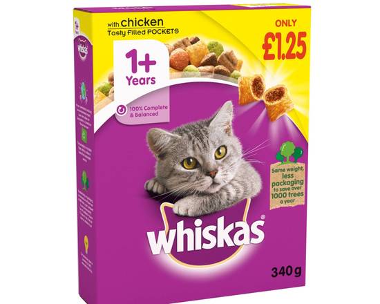 Whiskas Adult 1+ Complete Dry with Chicken 340g