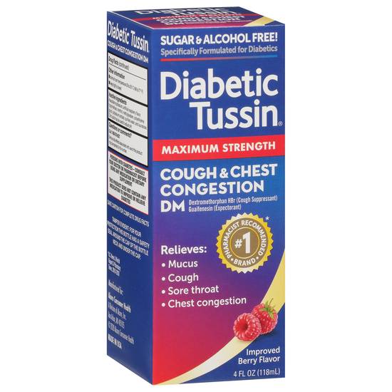 Diabetic Tussin Berry Flavor Dm Max Strength Cough & Chest Congestion