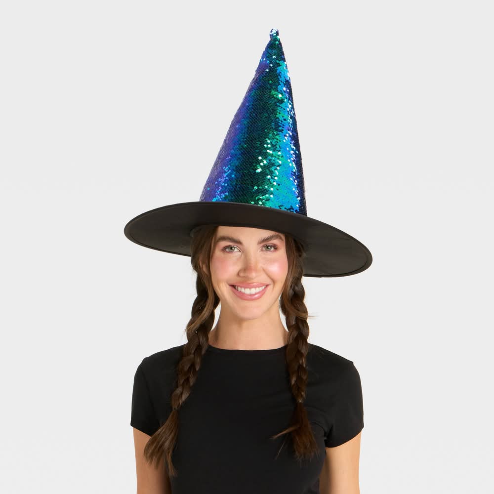 Adult Iridescent Sequin Witch Hat Costume Headwear - Hyde and EEK! Boutique™ Green