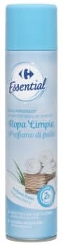 Ambientador spray ropa limpia Essential Carrefour 300 ml.
