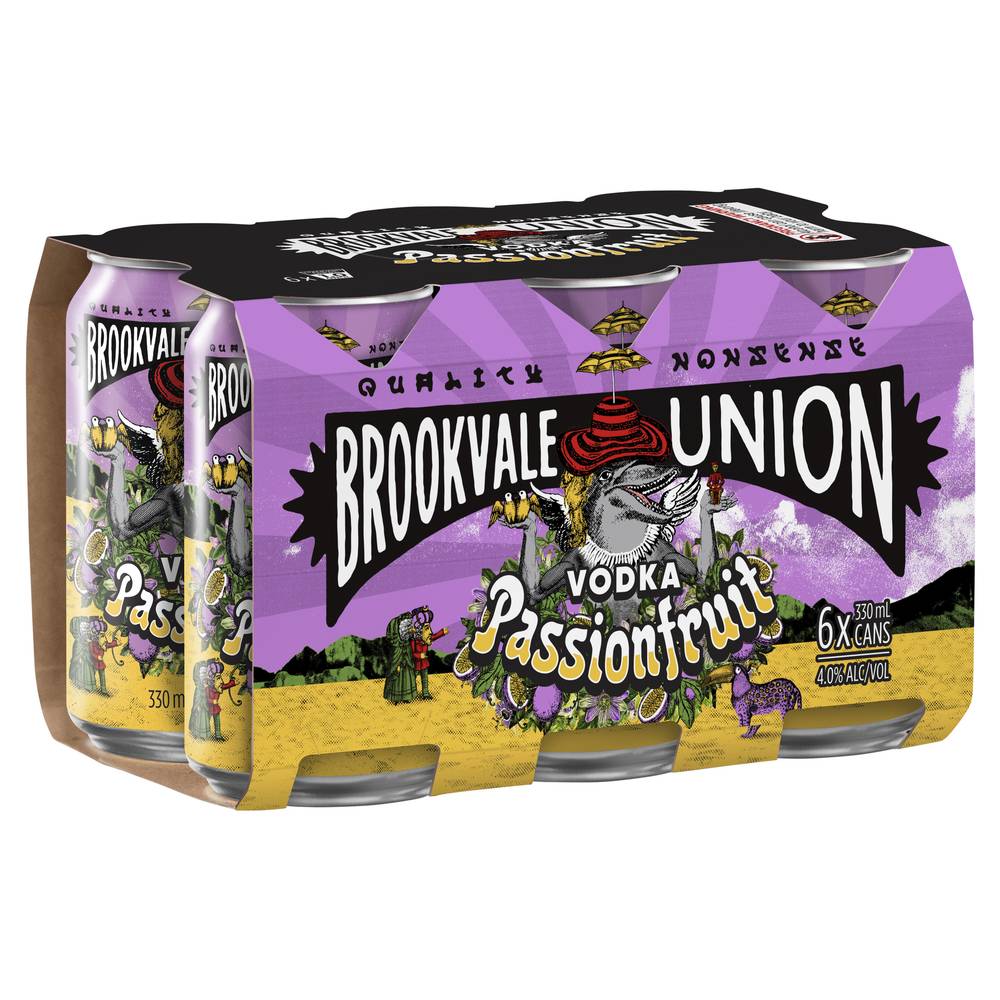 Brookvale Union Vodka Passionfruit Can 330mL X 6 pack