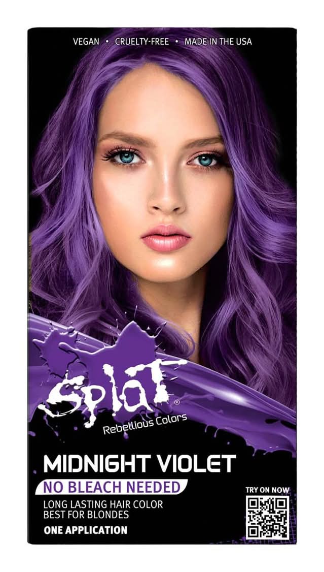 Splat Rebellious Colors Bleach Free Semi-Permanent Hair Color Kit in Midnight Violet (1.21 lbs)