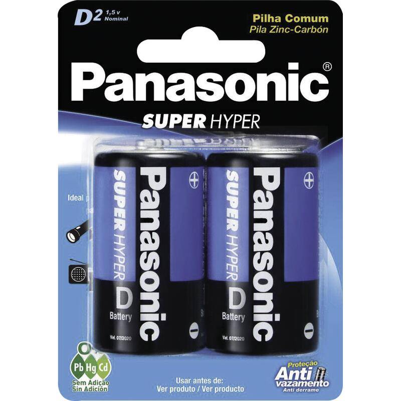 Panasonic pilha comum d2 super hyper (2 un)