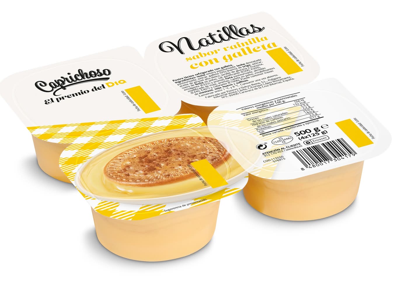 Natillas De Vainilla Con Galleta Caprichoso Dia Pack 4 X 125 G