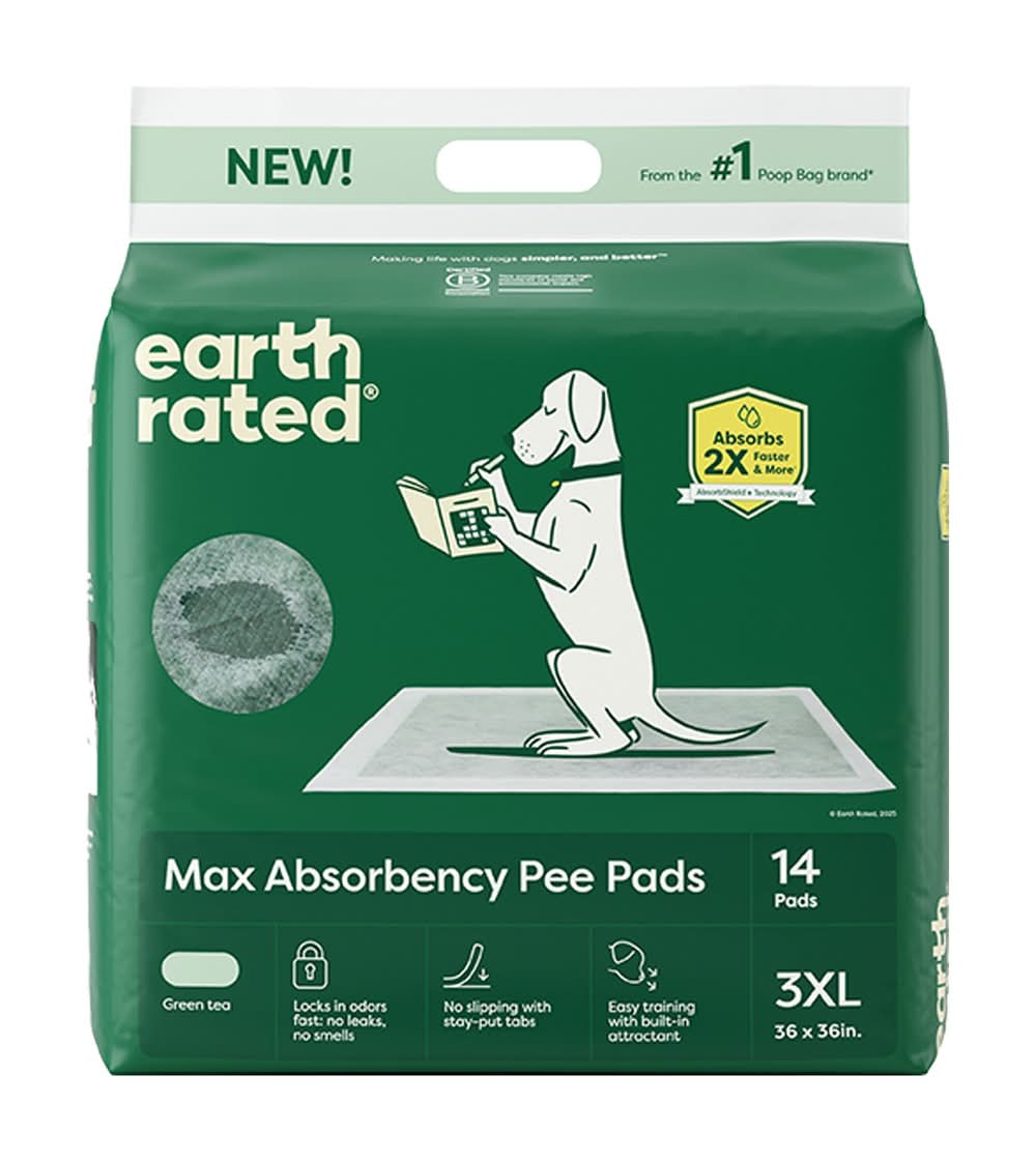Earth Rated® 3XL Puppy Pee Pads W/ AbsorbShield Technology,Built-In Attractant For Potty Training (Size: 3Xl - 14 Count)