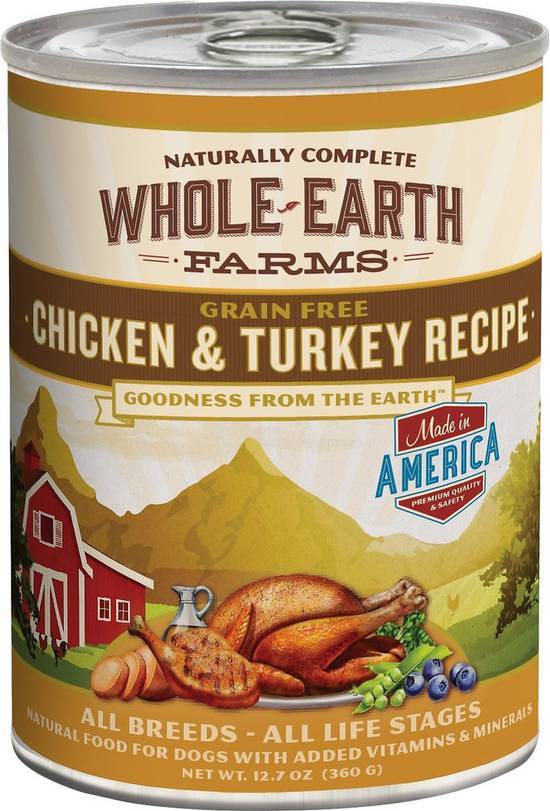 Whole Earth Farms Grain-Free Chicken & Turkey Recipe Canned Dog Food (12.7 oz)
