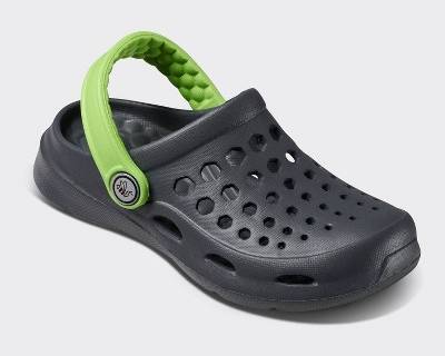 Joybees Toddler Harper Slip-On Clogs - Charcoal/Lime 12-13T: Non-Marking Closed Round Toe