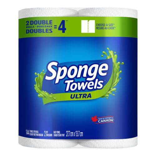 Sponge towels ultra 144 feuilles double - 2-ply double rolls towels (2 rolls)