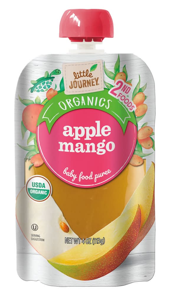 Little Journey Organics Baby Food Puree, Apple Mango, Stage 2 (4 oz)