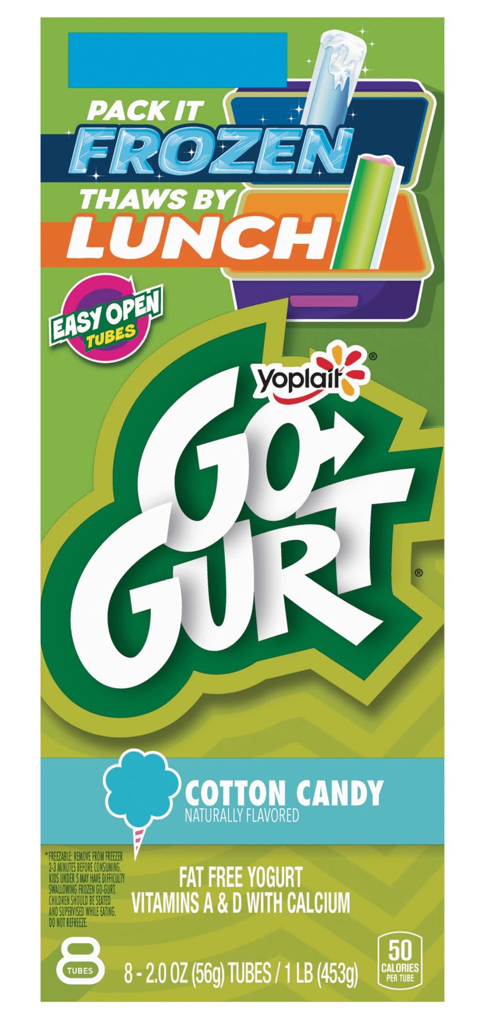 Yoplait Go Gurt Cotton Candy Fat Free Yogurt (2 oz, 8 ct)