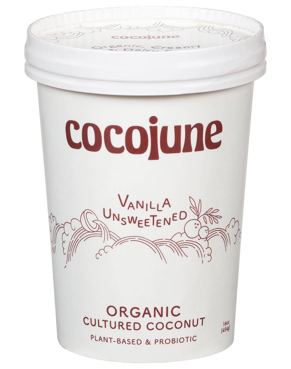 Cocojune Organic Unsweetened Cultured Coconut Yogurt, Vanilla (16 oz)