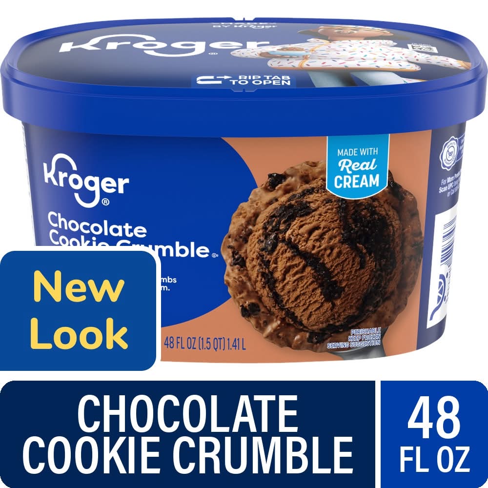 Kroger Ice Cream Tub, Chocolate Cookie Crumble (48 fl oz)