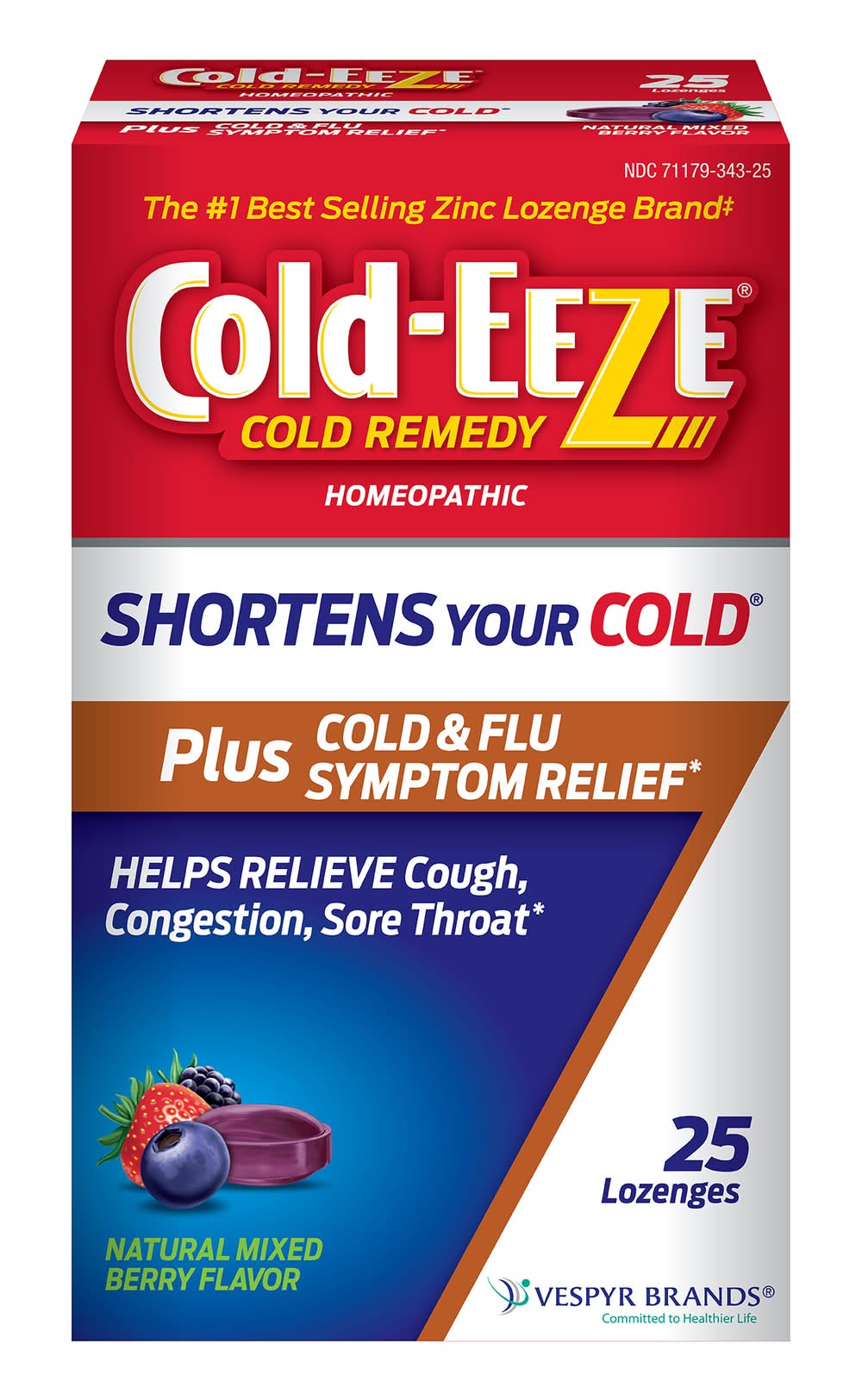Cold-EEZE Homeopathic Plus Cold & Flu Sympton Relief Zinc Lonzenges, Berry (3.2 oz, 25 ct)