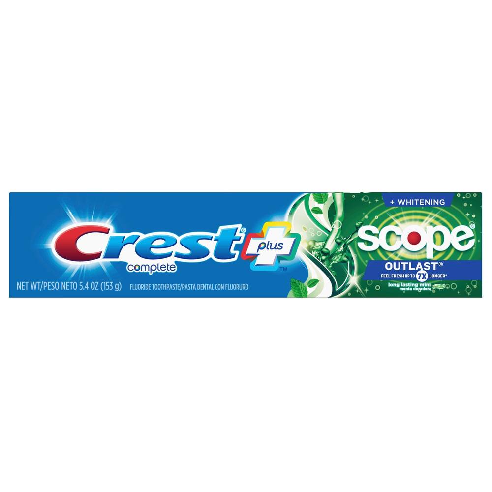 Crest Complete Plus Scope Outlast Whitening Fluoride Toothpaste, 5.4 OZ