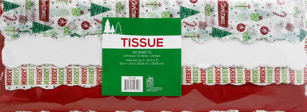 4 U From Me 20" X 20" Christmas Gift Tissue Sheets (40 ct)