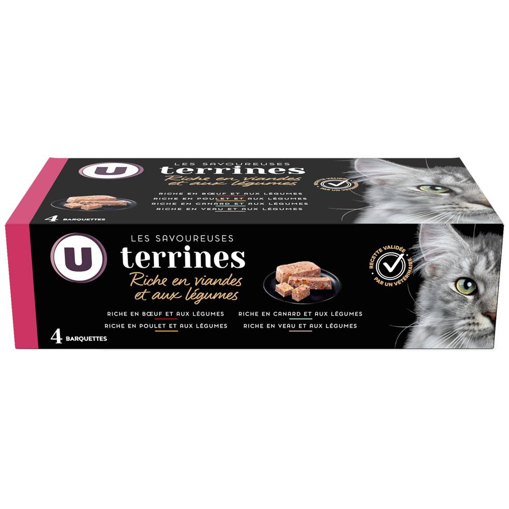 Les Produits U - Terrines savoreuses riches en viande et légumes pour chats (4)