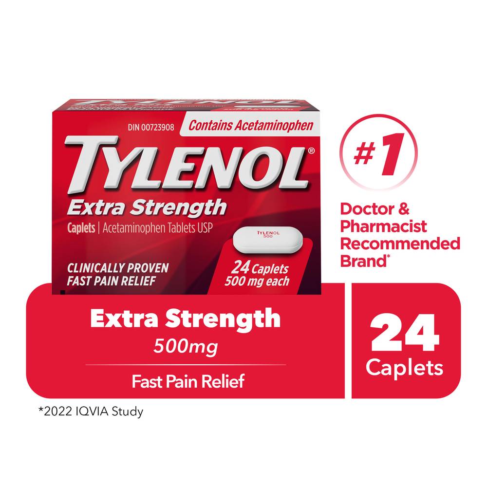 Tylenol Extra Strength 500 mg Acetaminophen Caplets (24 ct)