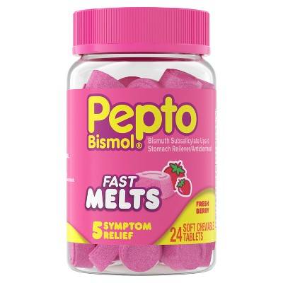 Pepto-Bismol Stomach Relief Fast Melt Mint Tablets, Fresh Berry (24 ct)