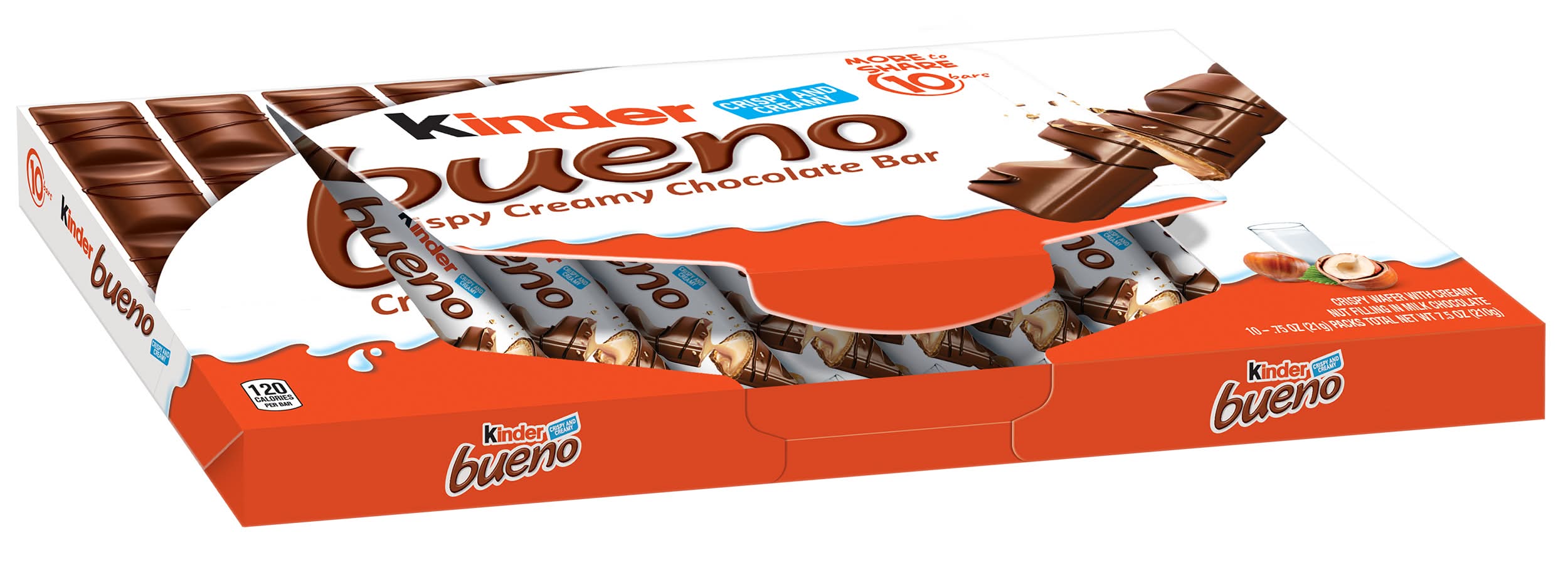 Kinder Bueno Crispy Creamy Chocolate Bar (10 x 7.5 oz)