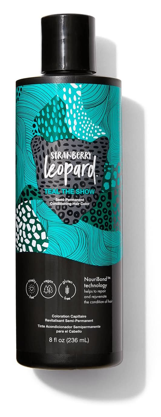 Strawberry Leopard Semi Permanent Conditioning Hair Color, Teal the Show (8 fl oz)