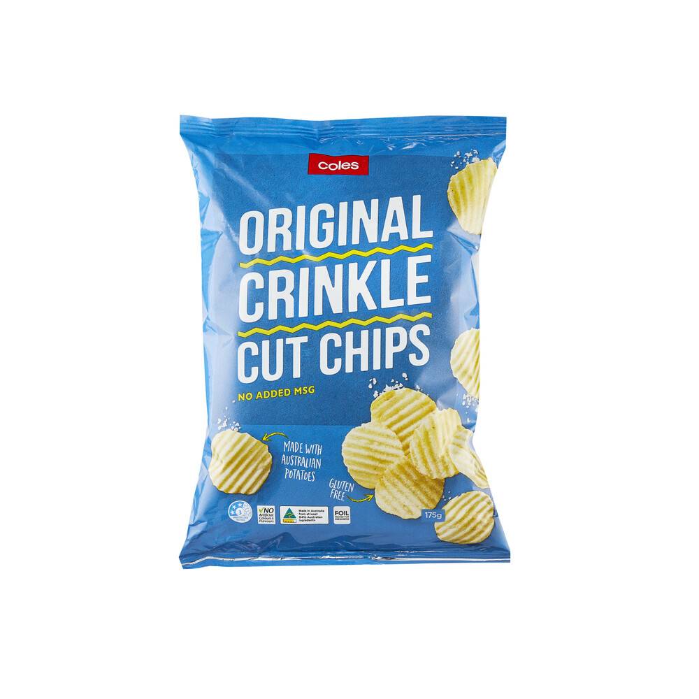 Coles Original Crinkle Cut Potato Chips 175g