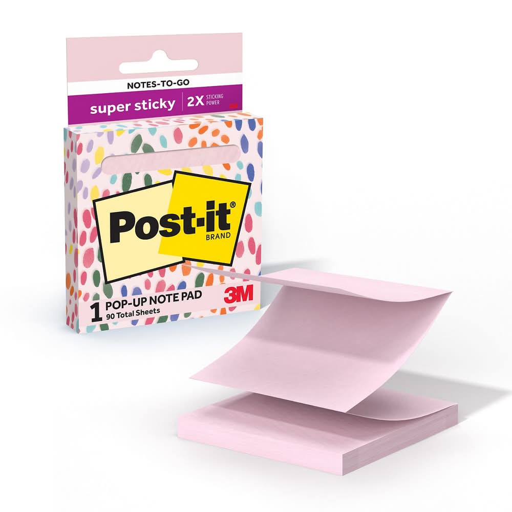 Post-It Super Sticky Dispenser Pop-Up Notes 1 Sticky Notes Pad 3 X 3 In. School Supplies And OffiCe Supplies 2x The Sticking Power Use With Post-It Note Dispensers Pink Salt
