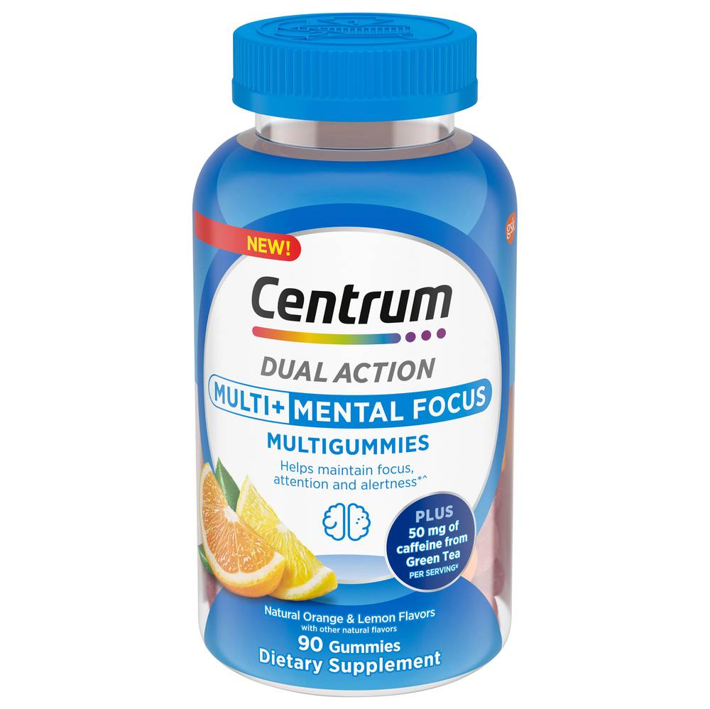 Centrum Multi + Mental Focus Dual Action Multigummies, Orange-Lemon (1.03 lbs, 90 ct)