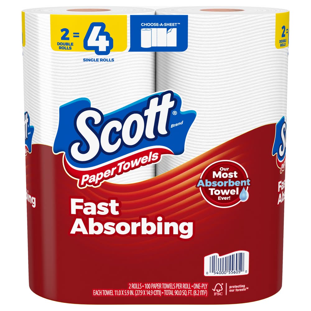 Scott Fast Absorbing Paper Towels, 11x5.9 in (2 ct)