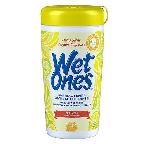 Wet Ones Antibacterial Hand Wipes Canister, Citrus (40 wipes)