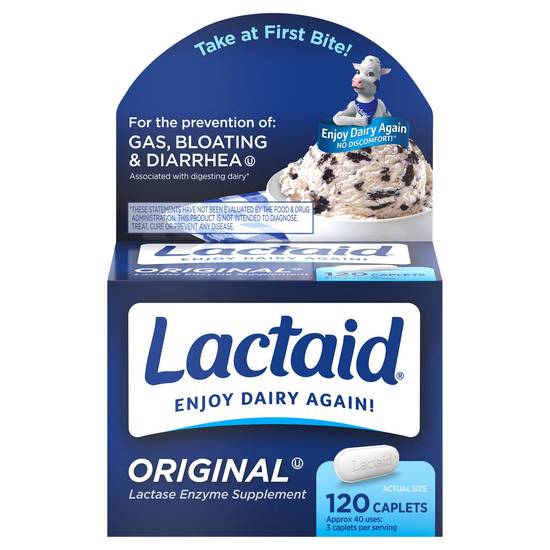 Lactaid Original Strength Lactose Intolerance Relief Caplets (120 ct)