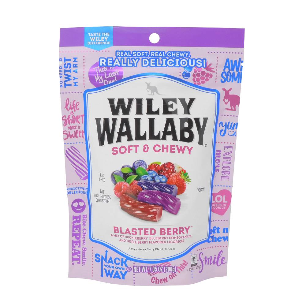 Wiley Wallaby Soft & Chewy Blasted Berry Candies (huckleberry-blueberry pomegranate-triple berry)