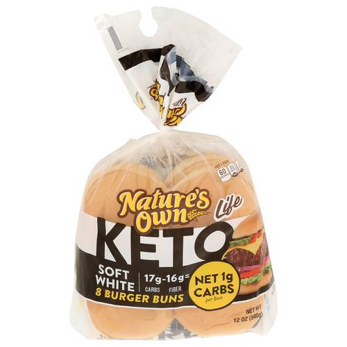 Nature's Own Keto Soft White Burger Buns 8 Pack