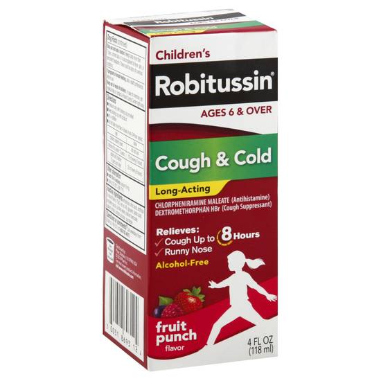 Robitussin Children's Ages 6 & Over Cough& Cold Long-Acting Fruit Punch Flavor Cough Suppressant