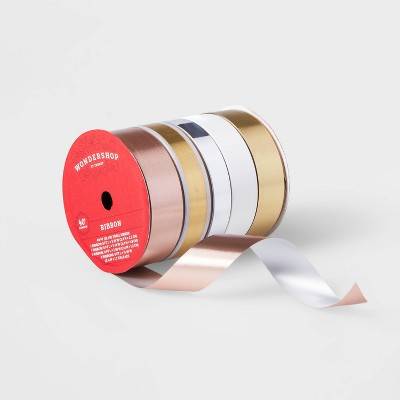 Wondershop 5 End Flat Christmas Ribbon, 40 x 0.06', Gold-White-Silver