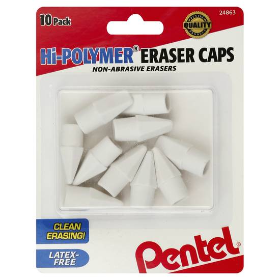 Pentel Hi-Polymer Latex Free White Cap Erasers 10-pk (10 pk)