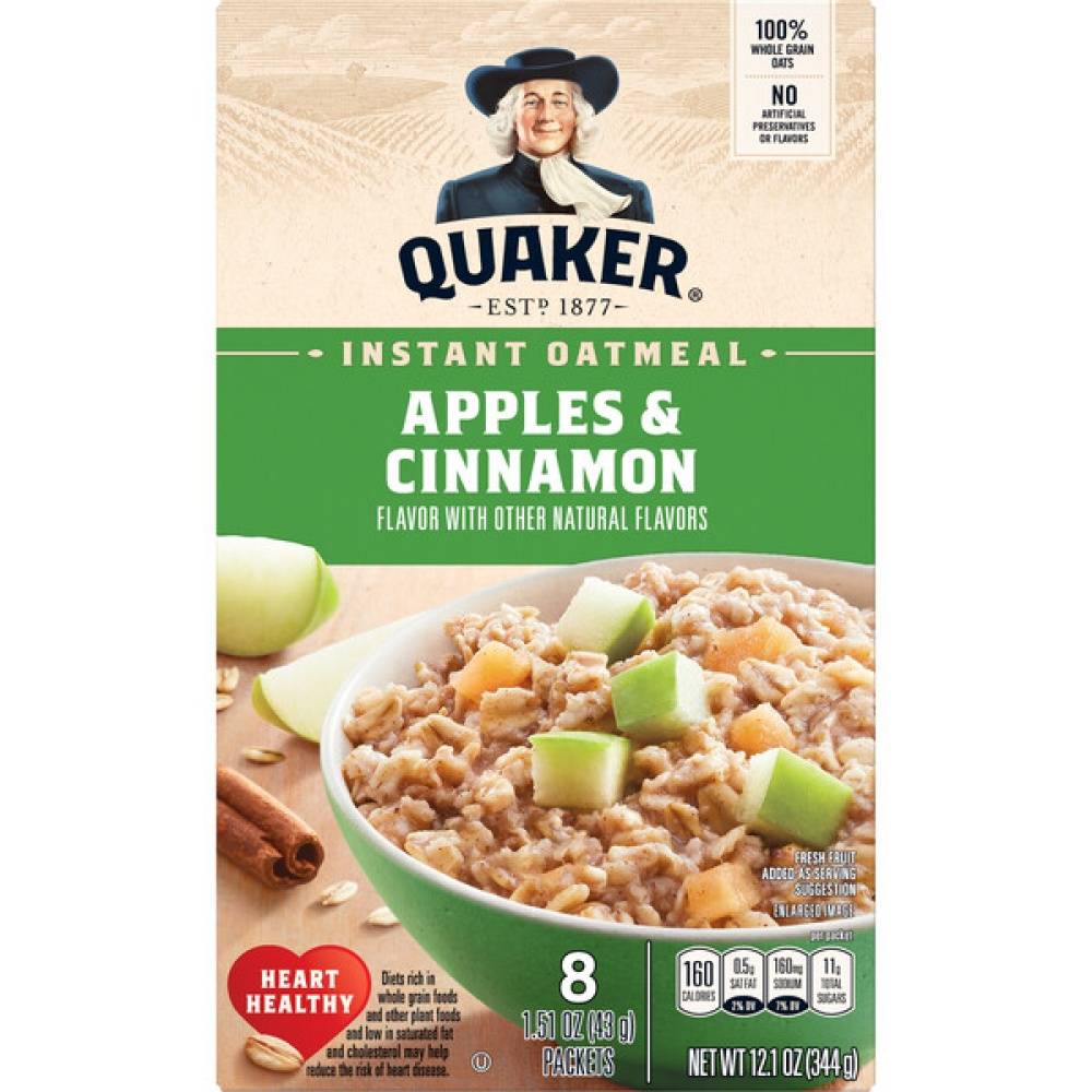 Quaker Instant Oatmeal, Apples-Cinnamon (1.51 oz, 12 ct)