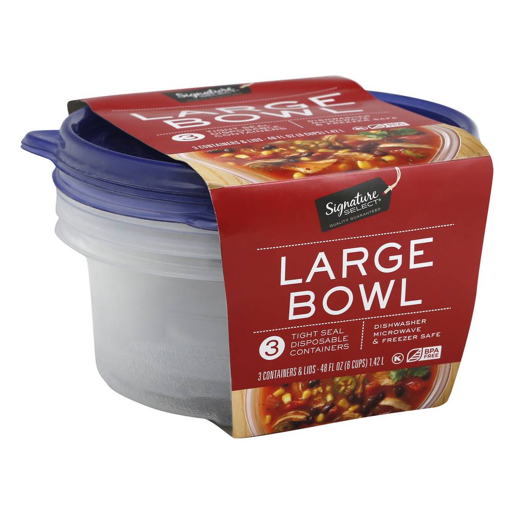 Signature Select 6-Cup Large Bowl Containers With Lids