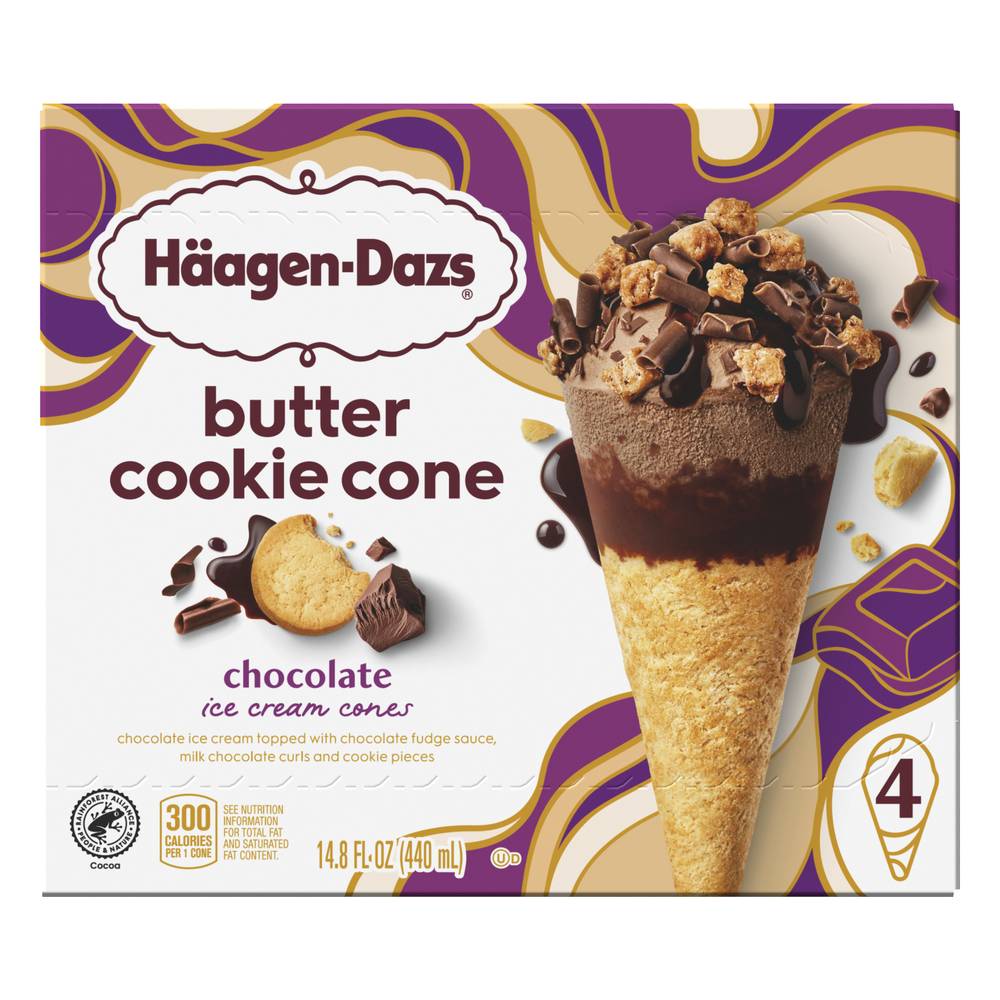 Häagen-Dazs Haagen Dazs Chocolate Ice Cream Cookie Cone, 4 ct