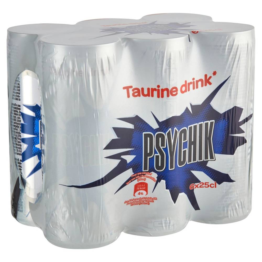 Psychik Boisson Énergisante Gazéifiée Aromatisée 6 x 25 cl