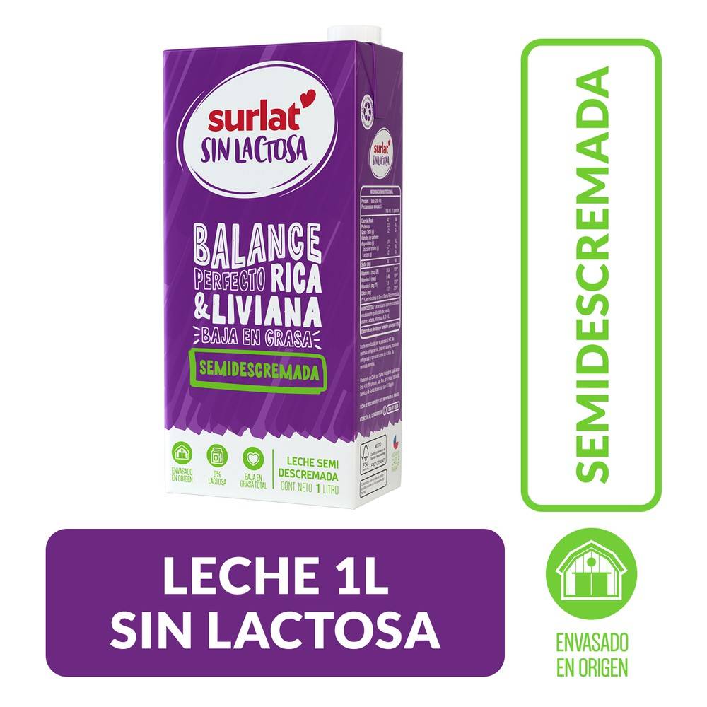 Surlat · Leche semidescremada sin lactosa (1 L)