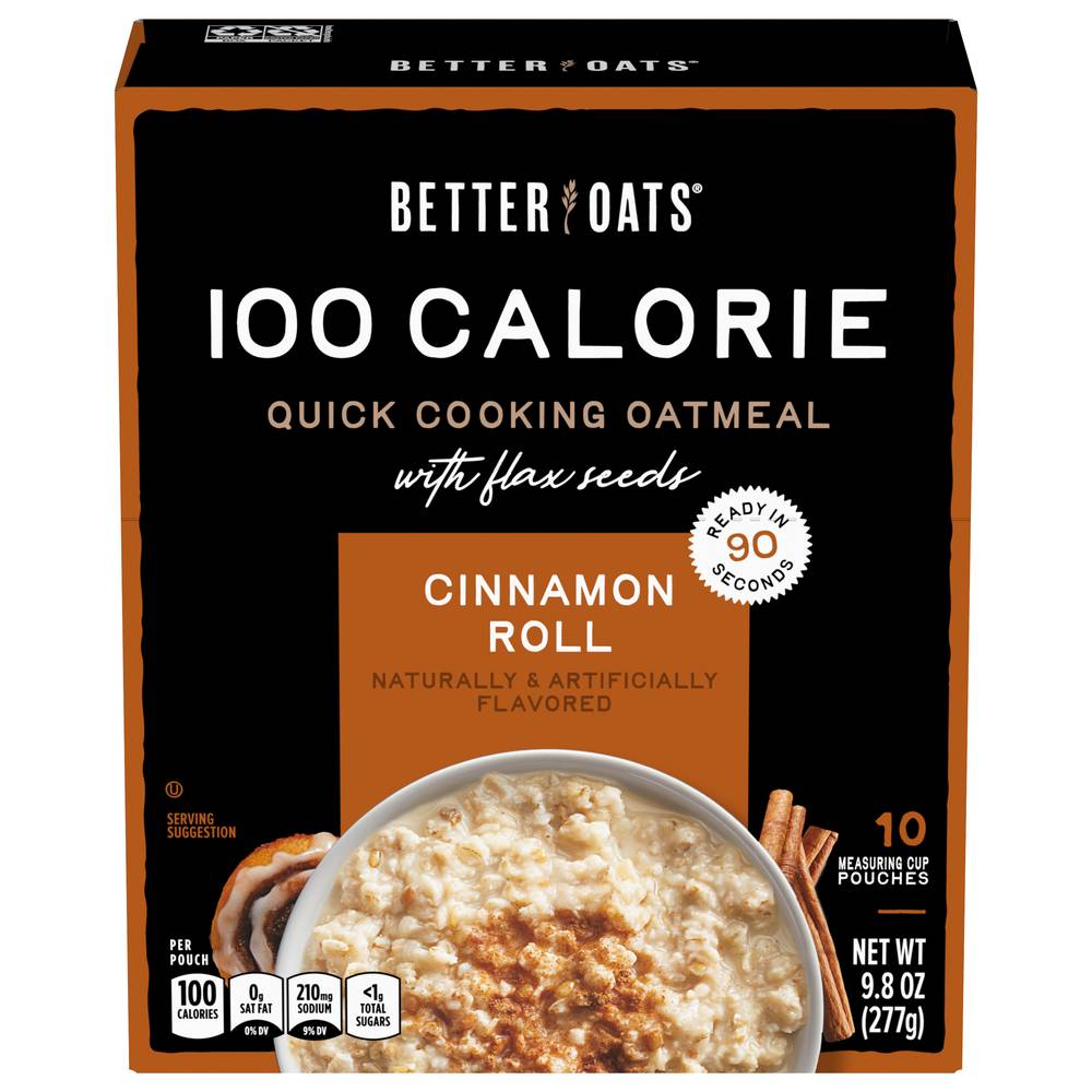 Better Oats Cinnamon Roll Instant Oatmeal With Flax Seeds (9.8 oz)