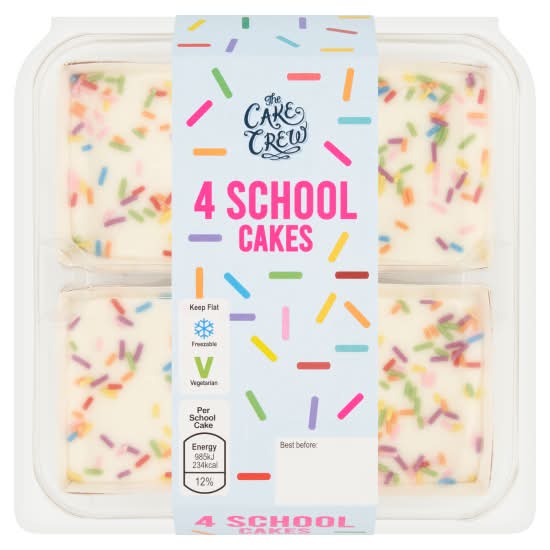 The Cake Crew Vanilla, School Cakes (4 pack)